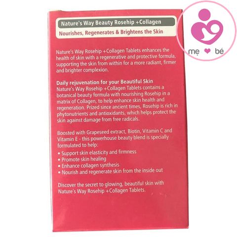 Collagen trắng da Nature’s Way Beauty Rosehip + Collagen của Úc lọ 60 viên