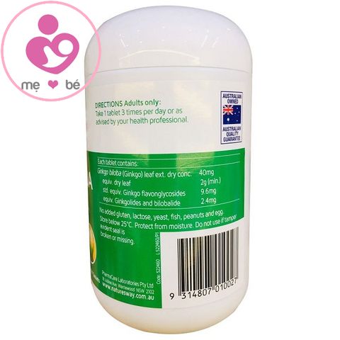 Viên bổ não Ginkgo Biloba 2000mg Nature’s Way của Úc lọ 120 viên