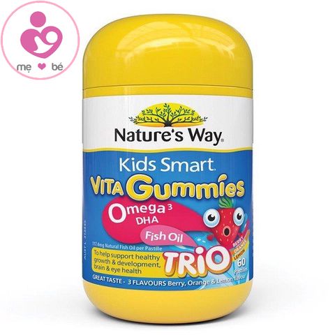 Kẹo dẻo bổ sung omega 3 và DHA Nature’s Way Kids Smart Vita Gummies Omega 3 DHA Fish Oil của Úc lọ 60 viên