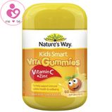 Kẹo dẻo bổ sung vitamin C và kẽm Nature’s Way Kids Smart Vita Gummies Vitamin C + Zinc của Úc lọ 60 viên