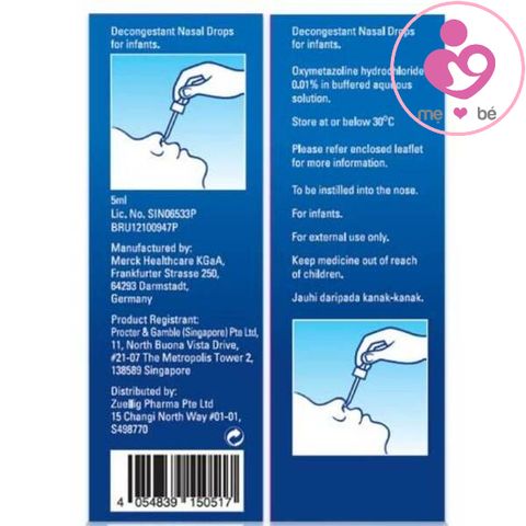 Nhỏ mũi iliadin baby của Singapore cho trẻ từ sơ sinh lọ 5ml