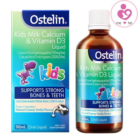 Canxi sữa Ostelin Kids Milk Calcium & Vitamin D3 của Úc cho bé từ 7 tháng đến 12 tuổi lọ 90ml