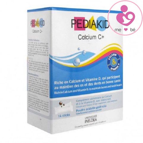 Cốm canxi tăng trưởng chiều cao Pediakid Calcium C+ của Pháp cho bé từ 1 tuổi trở lên hộp 14 gói