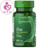 Viên kẽm Puritan’s Pride Zinc Gluconate 25mg của Mỹ lọ 100 viên