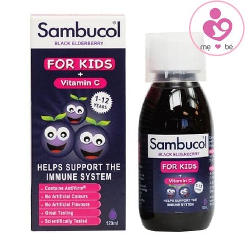 Siro tăng đề kháng Sambucol Black Elderberry Liquid For Kids + Vitamin C của Anh cho trẻ từ 1-12 tuổi lọ 120ml