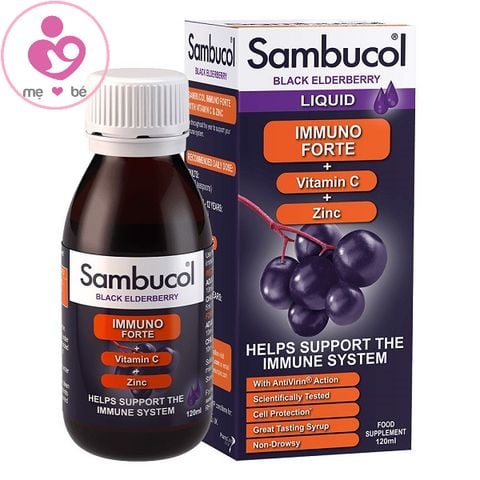Siro tăng sức đề kháng Sambucol Black Elderberry Immuno Forte của Anh cho trẻ trên 3 tuổi lọ 120ml