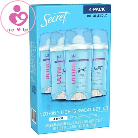 Lăn khử mùi cho nữ dạng sáp Secret Ultimate 4in1 Protection của Mỹ hộp 4 lọ 73g