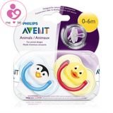Set 2 ty ngậm Philips Avent Animal của Anh cho bé từ 0 đến 6 tháng tuổi