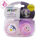 Set 2 ty ngậm Philips Avent Animal của Anh cho bé từ 0 đến 6 tháng tuổi