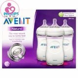 Set 3 bình sữa cổ rộng Philips Avent Natural cho trẻ từ 1 tháng tuổi dung tích 260ml