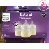 Set 3 bình Philips Avent Natural 125ml 0m+ cho bé sơ sinh
