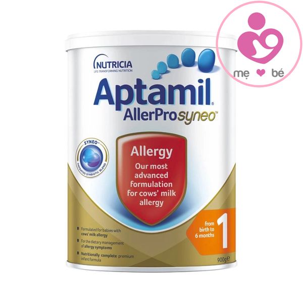 Sữa Aptamil AllerPro Syneo 1 cho bé dị ứng đạm bò hộp 900g – Mẹ & Bé Plaza