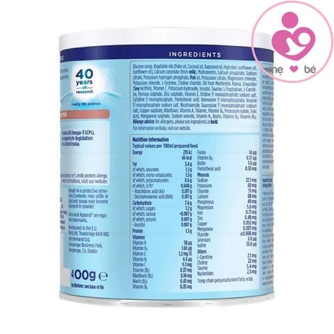 Sữa Aptamil Lactose Free cho bé bất dung nạp lactose hộp 400g