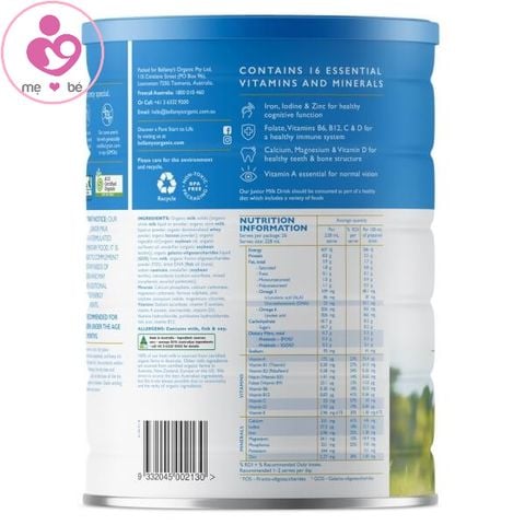 Sữa Bellamy’s Organic số 4 của Úc cho trẻ trên 3 tuổi hộp 900g