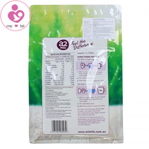Sữa tươi dạng bột A2 nguyên kem Full Cream Milk của Úc cho trẻ từ 3 tuổi gói 1kg