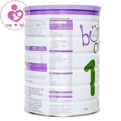 Sữa bò hữu cơ Bubs Organic số 1 Infant formula cho bé từ 0-6 tháng