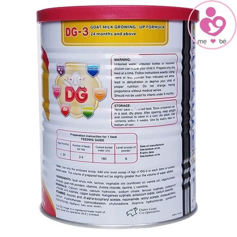 Sữa dê DG-3 Goat Milk Growing Up Formula của New Zealand