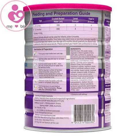 Sữa dê Hoàng Gia Úc Goat Follow-On Formula 2 cho bé từ 6-12 tháng tuổi