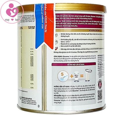 Sữa Glucerna cho người bệnh tiểu đường, tiểu đường thai kỳ