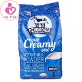 Sữa tươi nguyên kem dạng bột Devondale Instant Milk Powder Full Cream của Úc gói 1kg