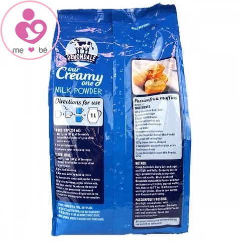 Sữa tươi nguyên kem dạng bột Devondale Instant Milk Powder Full Cream của Úc gói 1kg