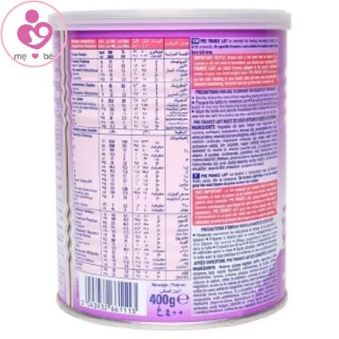 Sữa Pre France Lait cho bé sinh non thiếu tháng, nhẹ cân từ sơ sinh hộp 400g