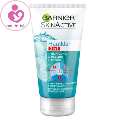 Sữa rửa mặt Garnier Skinactive Hautklar 3 in 1 cho da mụn và nhờn của Đức tuýp 150ml