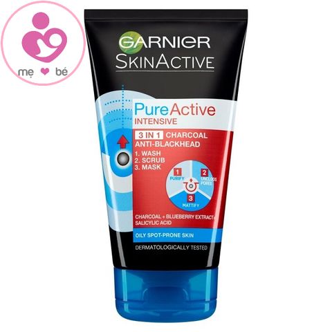 Sữa rửa mặt Garnier Skinactive Hautklar 3 in 1 Anti – Mitesser giảm mụn đầu đen của Đức tuýp 150ml