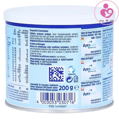 Sữa Aptamil FMS của Nutricia Đức cho bé sinh non, trẻ sơ sinh nhẹ cân hộp 200g