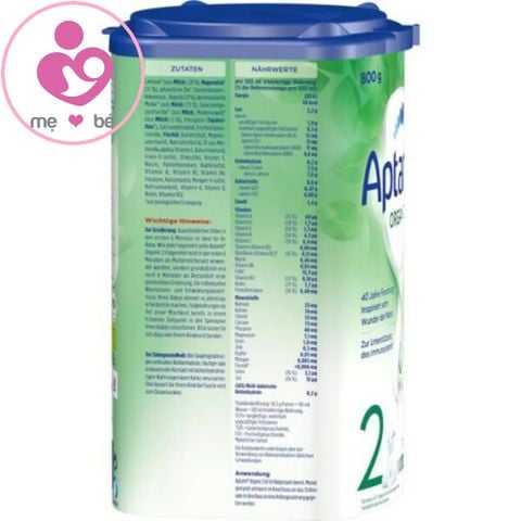 Sữa Aptamil Organic Đức số 2 cho trẻ từ 6 tháng tuổi hộp 800g