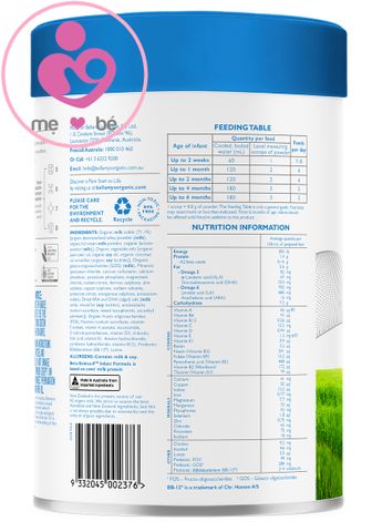 Sữa Bellamy's Organic Beta GENICA-8 A2 protein số 1 cho trẻ 0-6 tháng
