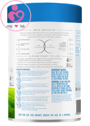 Sữa Bellamy's Organic Beta GENICA-8 A2 protein số 2 cho trẻ 6-12 tháng