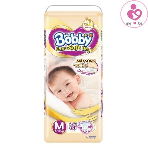 Tã dán Bobby Extra Soft Dry size M cho bé 6-10 kg