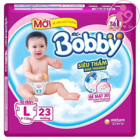 Tã dán Bobby siêu thấm size L cho bé 9-13 kg