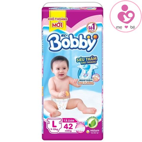 Tã dán Bobby siêu thấm size L cho bé 9-13 kg