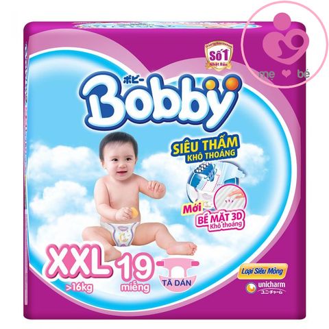 Tã dán Bobby siêu mỏng size XXL 19 miếng cho bé >16 kg