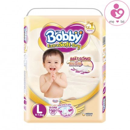 Tã dán Bobby Extra Soft Dry size L cho bé 9-13 kg