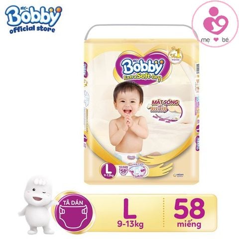 Tã dán Bobby Extra Soft Dry size L cho bé 9-13 kg