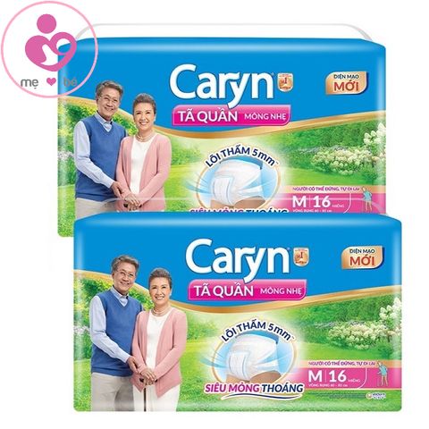 Tã quần mỏng nhẹ Caryn cho người già, phụ nữ sau sinh size M 16 chiếc