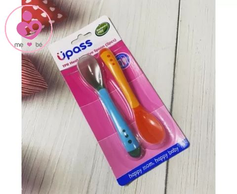 Vỉ 2 Thìa Cảm Ứng Nhiệt Thay Đổi Màu An Toàn Cho Bé Ăn Dặm UPASS UP3022W