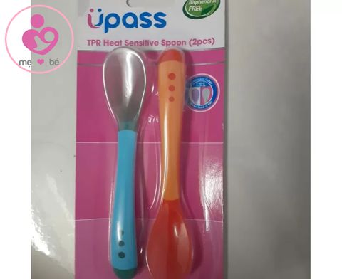 Vỉ 2 Thìa Cảm Ứng Nhiệt Thay Đổi Màu An Toàn Cho Bé Ăn Dặm UPASS UP3022W