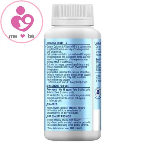 Viên canxi bầu Ostelin Canxi & Vitamin D3 của Úc