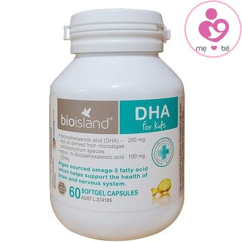 DHA for kids của bioisland Úc cho trẻ từ 7 tháng tuổi lọ 60 viên