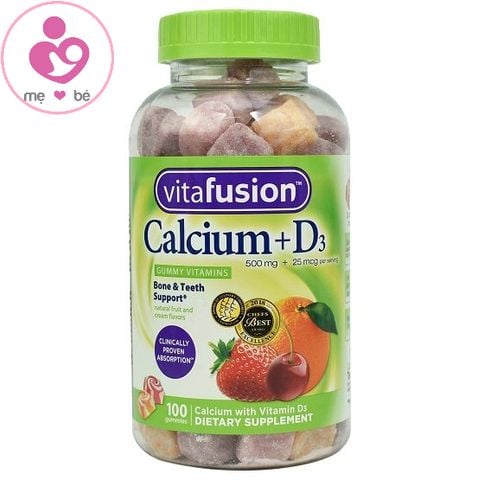 Kẹo dẻo bổ sung canxi và vitamin D3 Vitafusion Calcium+D3 của Mỹ lọ 100 viên