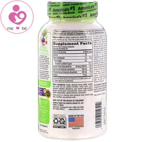 Kẹo dẻo bổ sung canxi và vitamin D3 Vitafusion Calcium+D3 của Mỹ lọ 100 viên