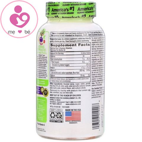 Kẹo dẻo bổ sung vitamin C Vitafusion Power C của Mỹ lọ 150 viên