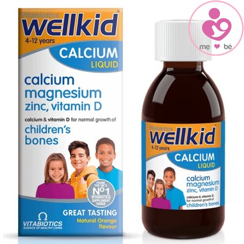 Canxi dạng nước Wellkid Calcium Liquid của Anh cho trẻ từ 4-12 tuổi lọ 150ml