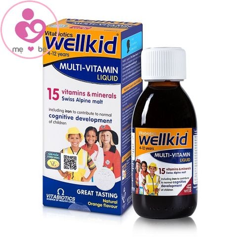 Siro Wellkid Multi-Vitamin Liquid của Anh bổ sung vitamin và khoáng chất cho trẻ từ 4-12 tuổi lọ 150ml