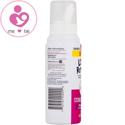 Dung dịch muối biển xịt mũi Little Remedies Sterile Saline Mist cho trẻ sơ sinh của Mỹ chai 85g