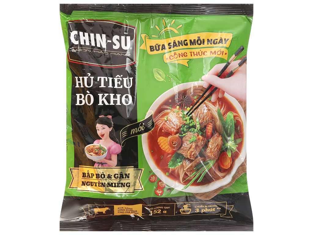  HỦ TIẾU CHIN-SU BÒ KHO (CÓ THỊT) 15 GÓI X 145GR 